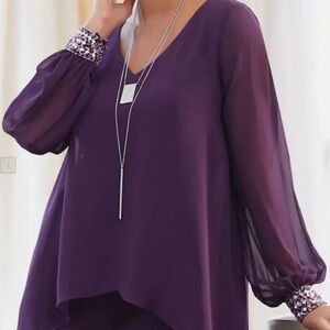 WOMAN ALEX EVENINGS PURPLE FORMAL/WEDDING CRYSTAL CUFF DRESS SIZE 14W